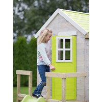 Casuta de gradina cu platforma,tobogan si leagan dublu (M28L) Wendi Toys Lime Lodge - 2