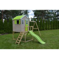 Casuta de gradina cu platforma,tobogan si leagan dublu (M28L) Wendi Toys Lime Lodge - 5