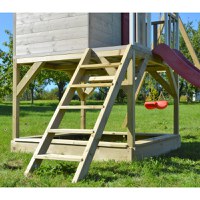 Casuta de gradina Nordic Adventure House cu platforma cu loc pentru nisip, tobogan si leagan dublu (M30R) Wendi Toys - 5