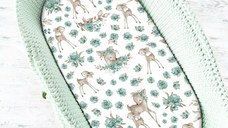 Cearceaf cu elastic MimiNu pentru landou 80x35 cm din bumbac Sweet Deer Mint