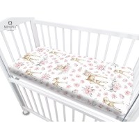 Cearceaf cu elastic MimiNu pentru patut co-sleeper 89 x 51 cm Sweet Deer Pink - 1