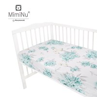 Cearceaf cu elastic pentru patut 140X70 cm din bumbac Peonie mint MimiNu - 1