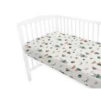 Cearceaf cu elastic pentru patut din bumbac Qmini 140x70 cm Fox and Rabbit Beige - 1