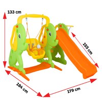 Centru de joaca 3 in 1 Elefant cu cos de baschet,leagan si tobogan - 2