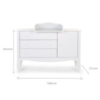 Comoda Childhome Romantic 136.8x73.3x103.4 cm cu masa de infasat Mdf Alb - 5