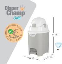 Cos ermetic scutece cu sac universal Diaper Champ One capacitate 30 scutece Hands Free Silver - 5