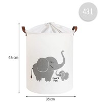 Cos pliabil Sipo pentru jucarii si rufe 35x42 cm bumbac 43l Elefant - 3