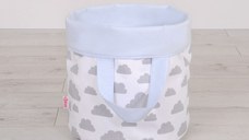 Cos rotund pentru depozitare jucarii size S Clouds Grey Blue