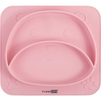 Farfurie compartimentata din silicon FreeON Teddy Bear Pink - 2