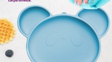 Farfurie din silicon cu ventuza AppeKids Panda Aqua Blue