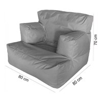 Fotoliu Big Bean Bag textil umplut cu perle polistiren albastru - 1