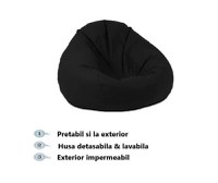 Fotoliu mediu nirvana grande teteron red umplut cu perle polistiren beanbag marca Pufrelax - 3