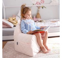 Fotoliu pentru copii cu spata Babysteps catifea Velvet Ursulet Teddy Beige - 2