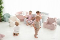 Fotoliu pentru copii cu spata Babysteps catifea Velvet Ursulet Teddy Beige - 3