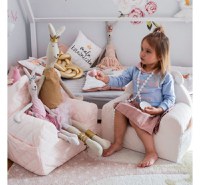 Fotoliu pentru copii cu spata Babysteps catifea Velvet Ursulet Teddy Beige - 4