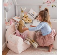 Fotoliu pentru copii cu spata Babysteps catifea Velvet Ursulet Teddy Beige - 7