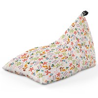 Fotoliu Puf Bean Bag tip Lounge Alb cu flori multicolore - 5