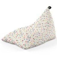 Fotoliu Puf Bean Bag tip Lounge Bej cu triunghiuri multicolore - 5