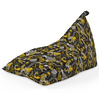 Fotoliu Puf Bean Bag tip Lounge Graffiti retro negru si galben - 5