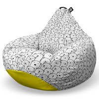 Fotoliu Puf Bean Bag tip Para L alb cu ursi - 6