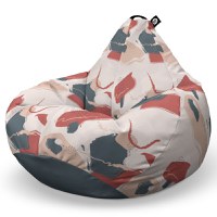 Fotoliu Puf Bean Bag tip Para L bej cu model rosu si gri - 6