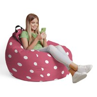 Fotoliu Puf Bean Bag tip Para L roz cu buline albe - 3