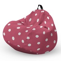 Fotoliu Puf Bean Bag tip Para L roz cu buline albe - 5