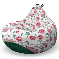 Fotoliu Puf Bean Bag tip Para XL alb cu flori rosii - 6