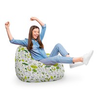 Fotoliu Puf Bean Bag tip Para XL alb cu legume verzi - 1