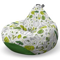 Fotoliu Puf Bean Bag tip Para XL alb cu legume verzi - 6