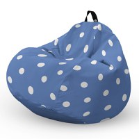 Fotoliu Puf Bean Bag tip Para XL albastru cu buline albe - 5