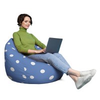 Fotoliu Puf Bean Bag tip Para XL albastru cu buline albe - 3