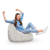 Fotoliu Puf Bean Bag tip Para XL bej cu triunghiuri multicolore - 1