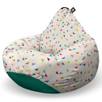 Fotoliu Puf Bean Bag tip Para XL bej cu triunghiuri multicolore - 6