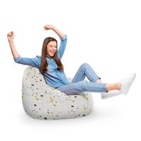 Fotoliu Puf Bean Bag tip Para XL memphis alb cu galben - 1