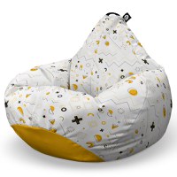 Fotoliu Puf Bean Bag tip Para XL memphis alb cu galben - 6