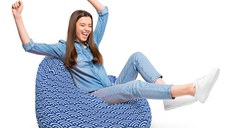 Fotoliu Puf Bean Bag tip Para XL Oriental Waves Blue