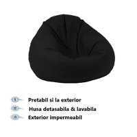 Fotoliu puf tip sac nirvana gigant teteron chocolatte pretabil si la exterior umplut cu perle polistiren - 3