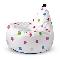 Fotoliu Updeco Puf Bean Bag tip Big Chill alb cu buline multicolore - 5