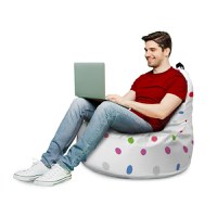 Fotoliu Updeco Puf Bean Bag tip Big Chill alb cu buline multicolore - 3