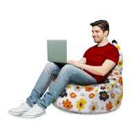 Fotoliu Updeco Puf Bean Bag tip Big Chill daisy fundal alb - 3