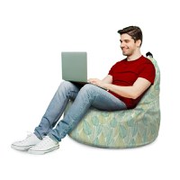 Fotoliu Updeco Puf Bean Bag tip Big Chill frunze verzi si galbene - 3