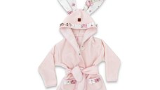 Halat de baie MimiNu cu urechi si volanase 6 - 36 luni Design Pink Ballerina