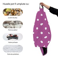 Husa fotoliu Puf Bean Bag tip Para L fara umplutura mov cu buline albe - 1