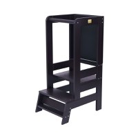 Inaltator Learning Tower ajustabil cu tabla de scris ajutor de bucatarie MeowBaby lemn Negru - 1