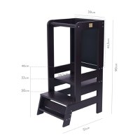 Inaltator Learning Tower ajustabil cu tabla de scris ajutor de bucatarie MeowBaby lemn Negru - 3