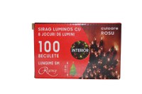 Instalatie de Craciun sirag luminos cu 8 jocuri de lumini 100 de beculete rosii 5 m - 1