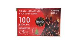 Instalatie de Craciun sirag luminos cu 8 jocuri de lumini 100 de beculete rosii 5 m