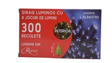 Instalatie de Craciun sirag luminos cu 8 jocuri de lumini 300 de LED-uri albastre 15 m