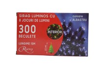 Instalatie de Craciun sirag luminos cu 8 jocuri de lumini 300 de LED-uri albastre 15 m - 1